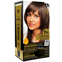 Barva na vlasy V-color č.7.23 (středně zlatavá perlová zlatá )- domácí sada+ šampon a maska zdarma