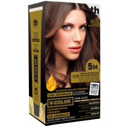 Barva na vlasy V-color č. 5.34 (světle zlatavo měděno hnědá )- domácí sada+ šampon a maska zdarma