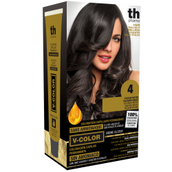 Barva na vlasy V-color č. 4 (středně hnědá)- domácí sada+ šampon a maska zdarma