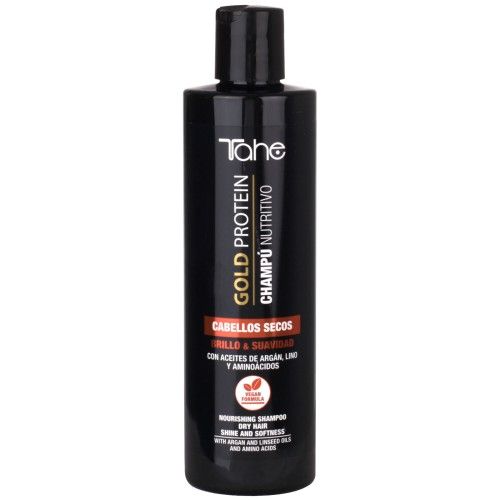 Hydratační šampon Gold protein na suché vlasy (300 ml) s arganovým a lněným olejem a aminokyselinami TAHE